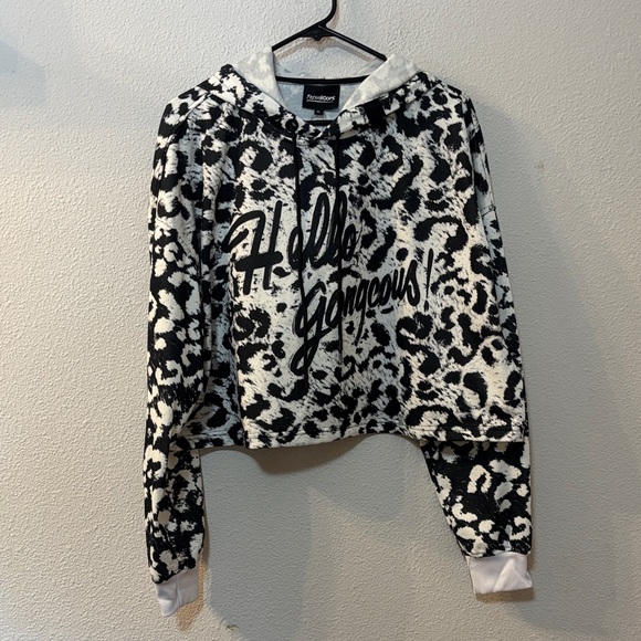 NWT Fresh Hoods Black and White Leopard Print Hoodie - Picture 1 of 6